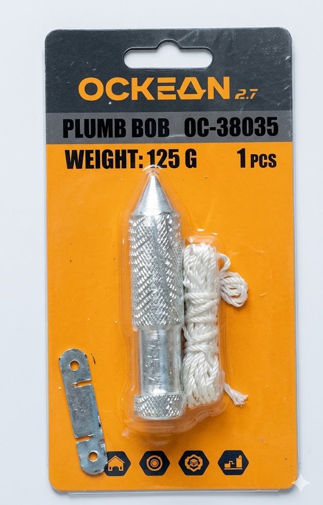 Ockean Professional Qurilish Shovuni To'plami – Sifatli Tiklik O'lchagich (Plumb Bob), 125 g  15843