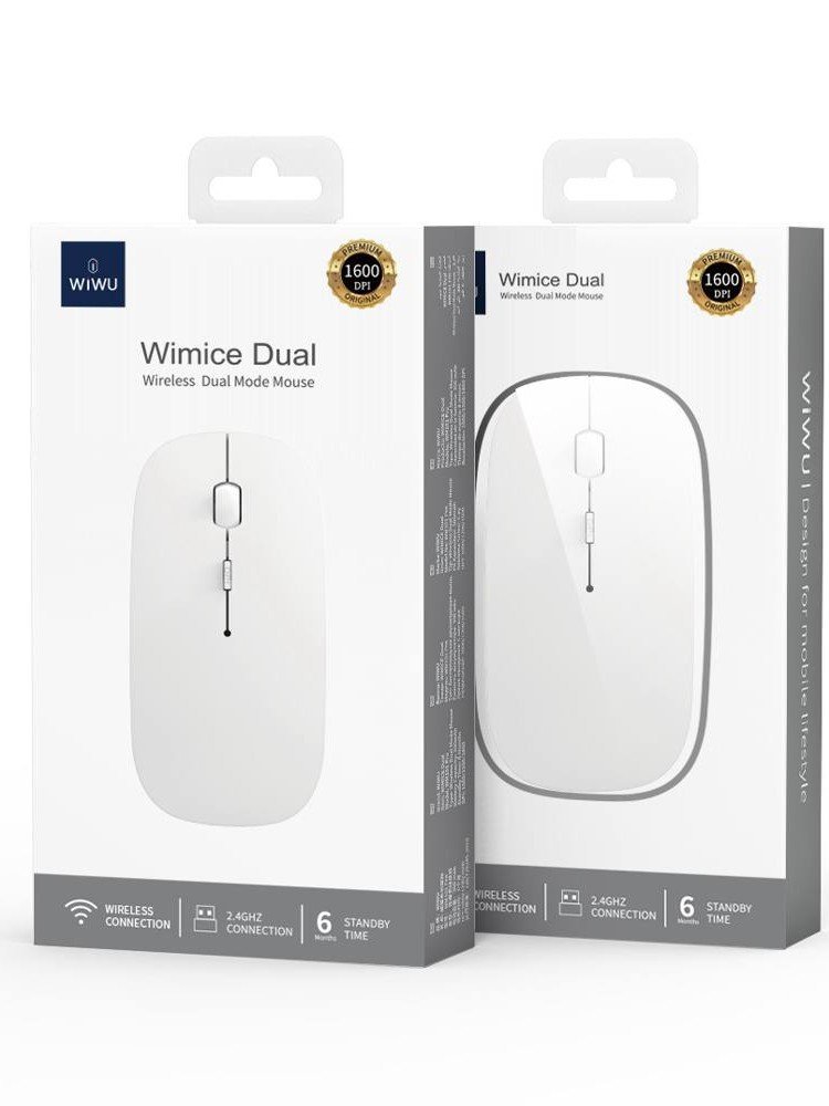 WiWU WiMICE Dual WM101 Pro simsiz kompyuter sichqonchasi, Bluetooth 5.3 + 2.4 GHz, 1600 DPI