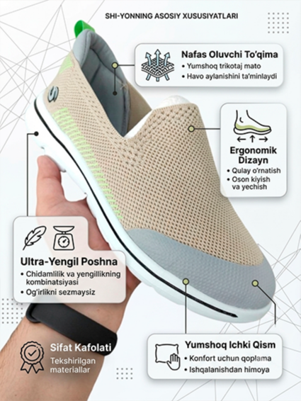 Premium Erkaklar To'qilgan "Cheshka" Slip-on Krossovkalari (S-Sport Style)  17737 b.0q.707d