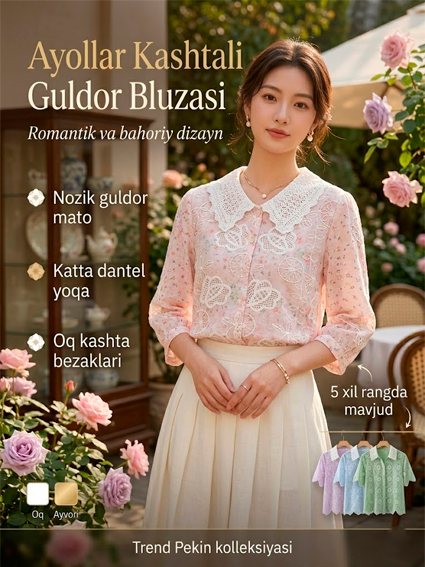 Ayollar Kashtali Guldor Bluzasi b7q326d14181