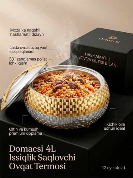 Domасsi — Insulated Casserole Ovqat Termos 4L | Model: DM4-204  c1q47d 14351