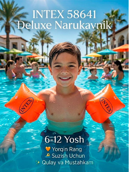 Shishiriladigan narukavniklar Intex Deluxe Bolalar uchun, 30 x 15 sm, 6 yoshdan 12 yoshgacha, Model 58641  14606