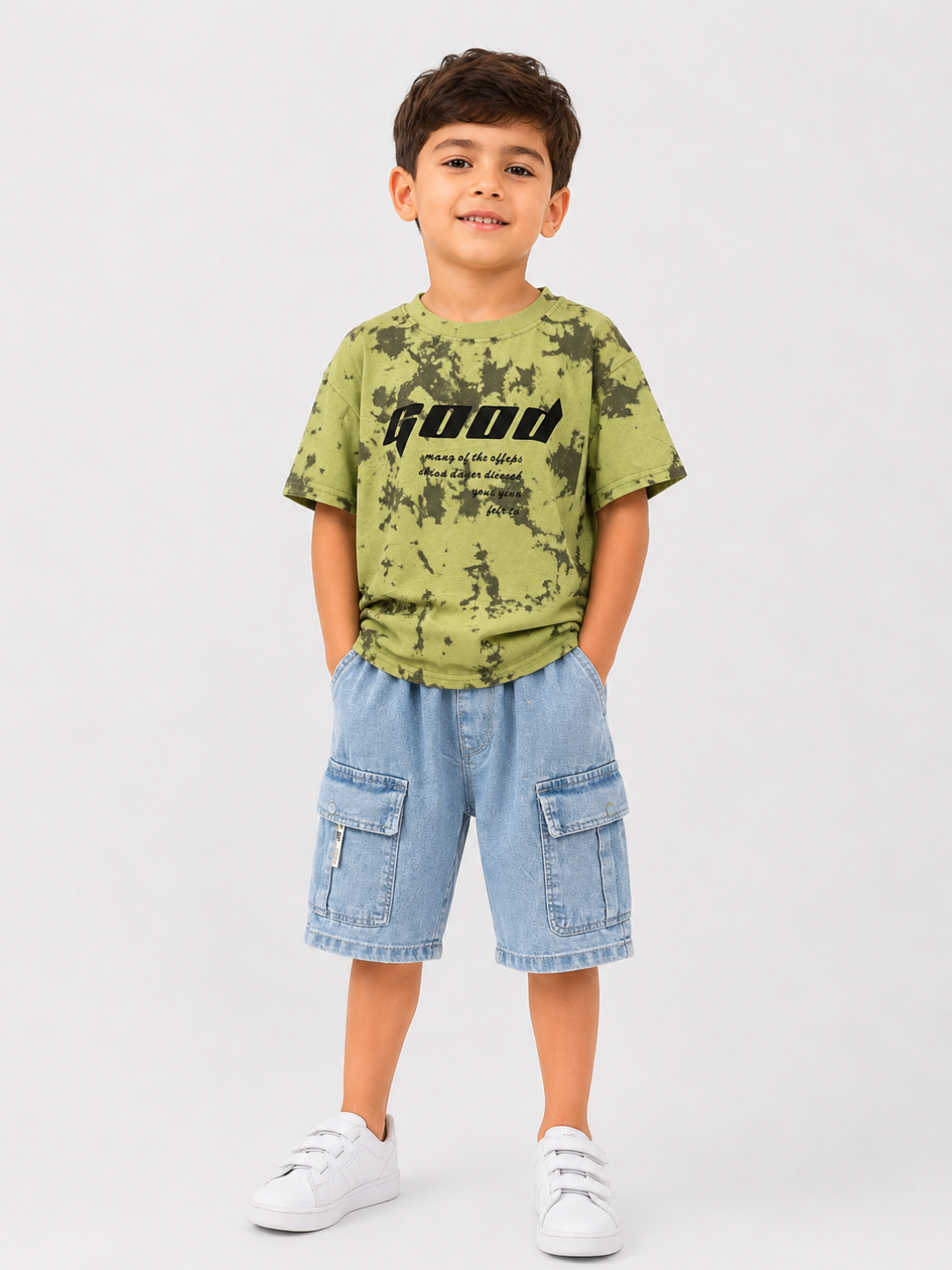O‘g‘il bolalar uchun yozgi denim shortikli to‘plam 5–9 yosh