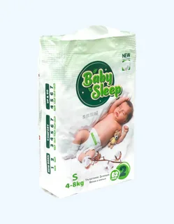 Подгузники Baby Sleep – размер 2 (S) 4–8 кг | 62 шт Mn