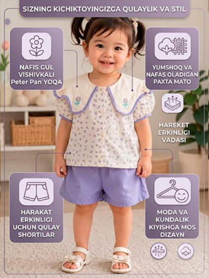 Qizlar uchun gulli printl yozgi to‘plam  b.11q.483d 17382