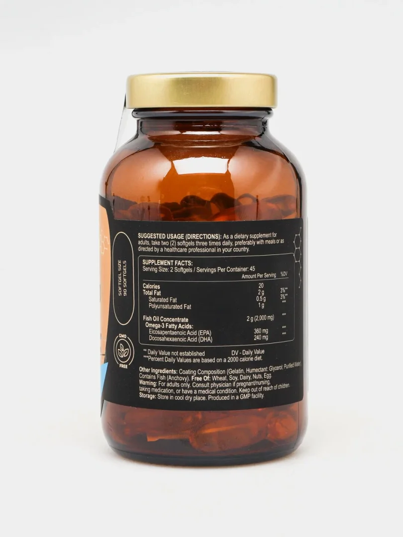 FUELUP Omega 3 1000mg — Yurak, miya va bo‘g‘imlar salomatligini qo‘llab-quvvatlovchi yuqori sifatli va sof baliq yog‘i!    17544