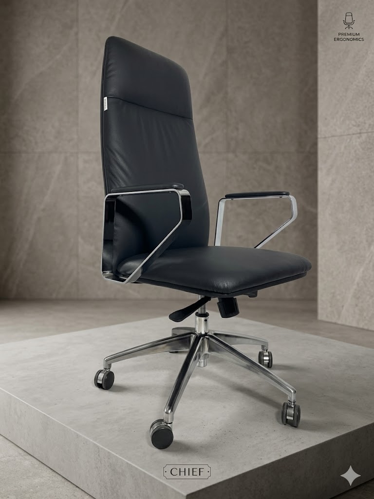 CHAIRMAN 675-H — Rahbarlar uchun ofis kreslosi, Eko-charm, Metall asos, Qora  14654