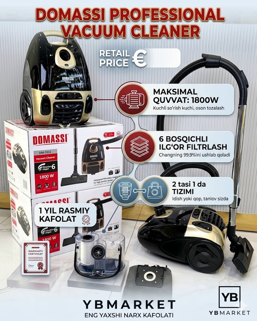 DOMASSI DM-7011 — 1800W Quvvatli Changyutgich  DOMASSI DM-7011 — 1800W Қувватли Чангютгич