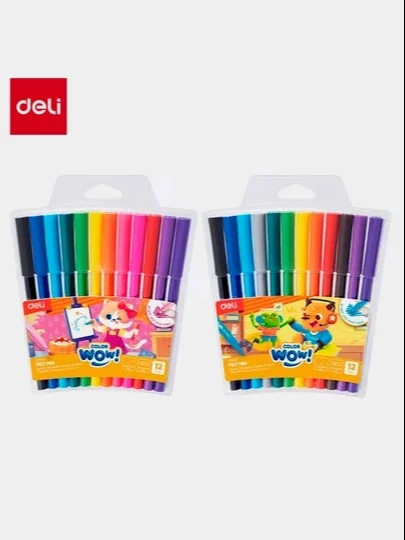 Yuviladigan COLORWOW flomasteri! 12-rangli, Deli EC165-12