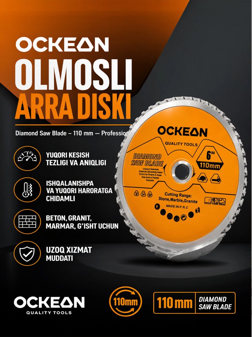 OCKEAN Professional Olmosli Arra Diski (Diamond Saw Blade)  110 mm  15164