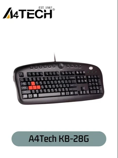 Klaviatura A4Tech KB-28G, USB, simli, multimedia, 104 tugma, suvga chidamli