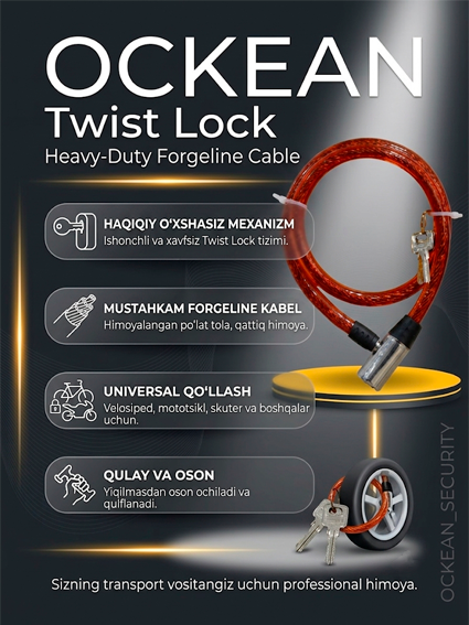 OCKEAN Professional "Twist Lock" Himoya Qulfi (Heavy-Duty Cable) 100  16077