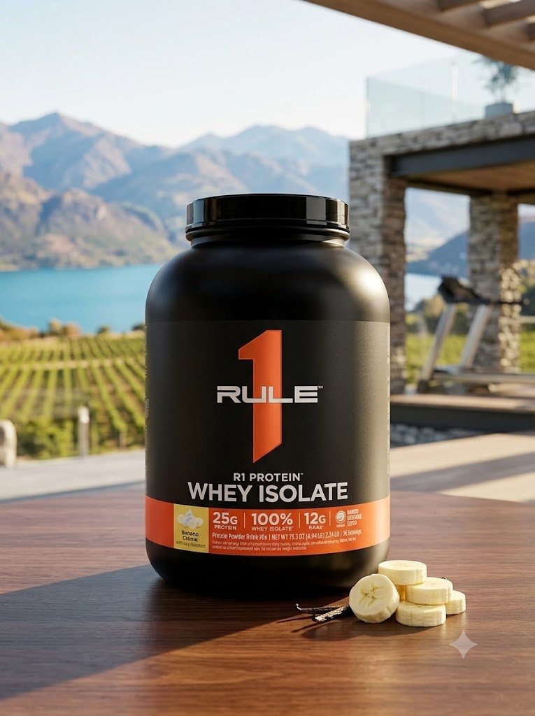 Rule 1 R1 Protein Whey Isolate (2.24 kg / 4.94 lb) – Banana Creme Ta'mli Premium Izolyat  18527