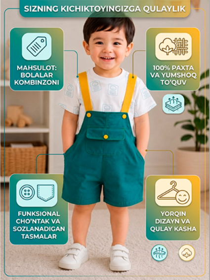 O‘g‘il bolalar uchun stilli va qulay kombinezon  b.11q.483d  17381