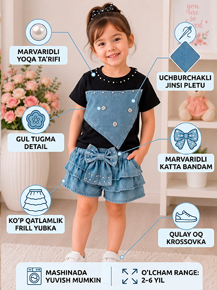 Qizlar uchun yozgi uslubli kostyum    16763