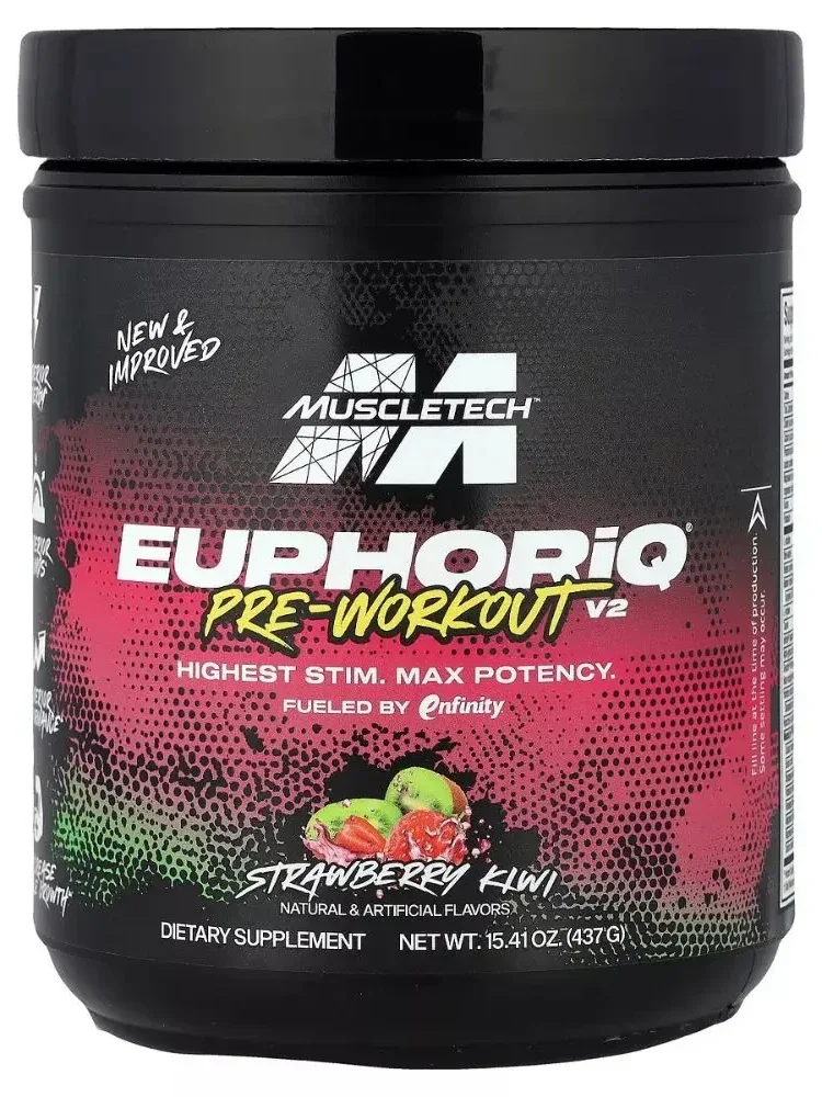 MuscleTech EuphoriQ Pre-Workout V2 (437g) — Kuchli Energiya va Fokus Beruvchi Predtren (Strawberry Kiwi)   18366