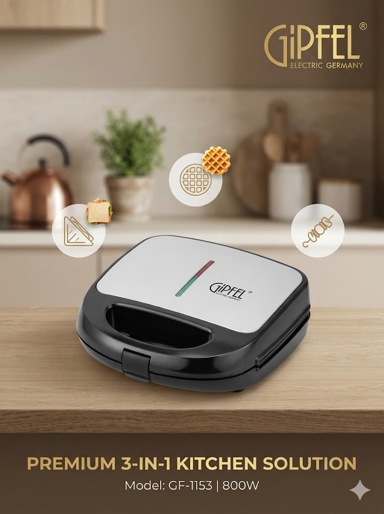 3-in-1 Sandwich Maker (Grill + Waffle + Toast) ac195