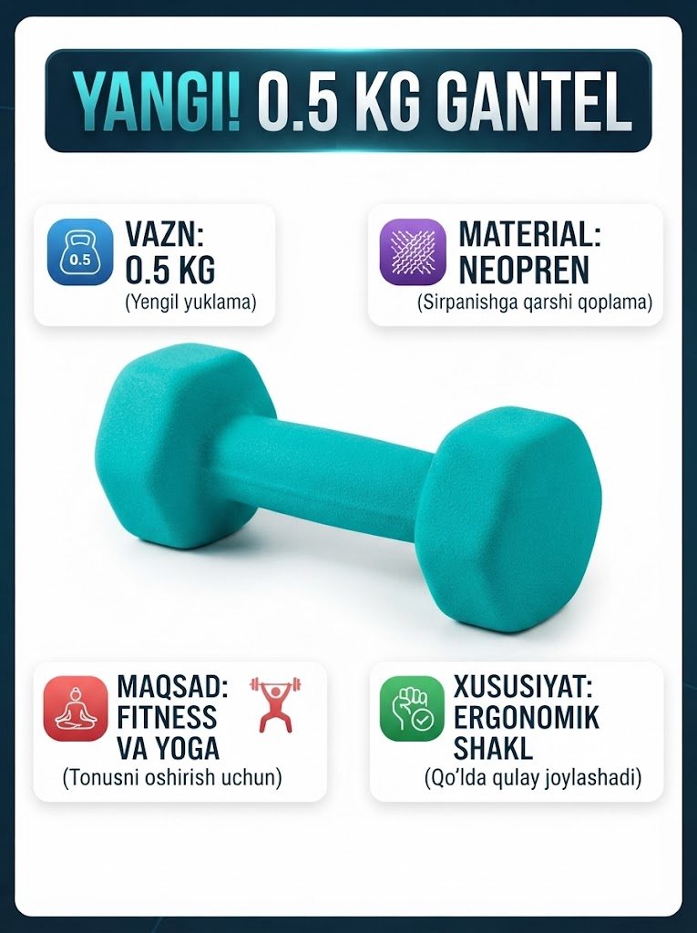 Professional 0.5 kg Neopren Gantellar – Fitnes, Yoga va Aerobika uchun   16915