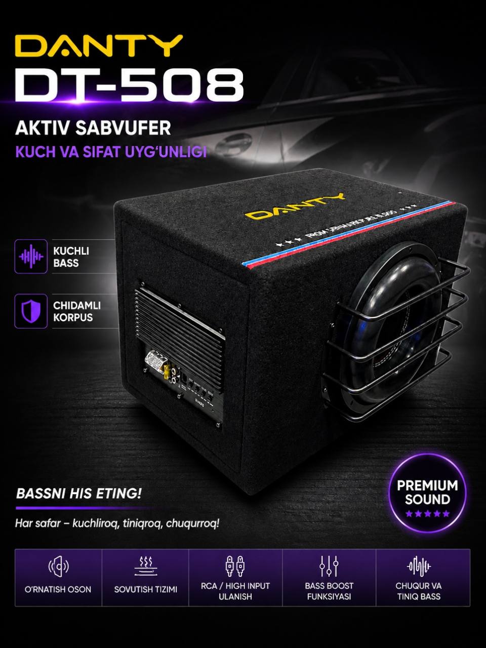 Danty DT-508 — Aktiv Sabvufer Danty DT-508 — Актив Сабвуфер sm