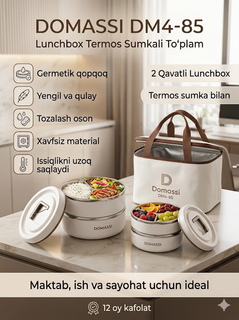Domасsi — Lunchbox Termos Sumkali To'plam | Model: DM4-85 c147d 14346