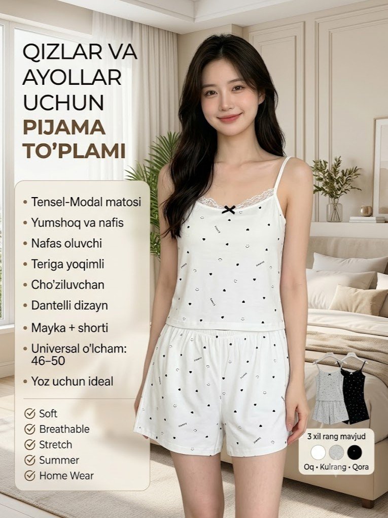Qizlar/ayollar uchun uy kiyimi to'plami (pijama), model 0186+0195   a3q17d    17834