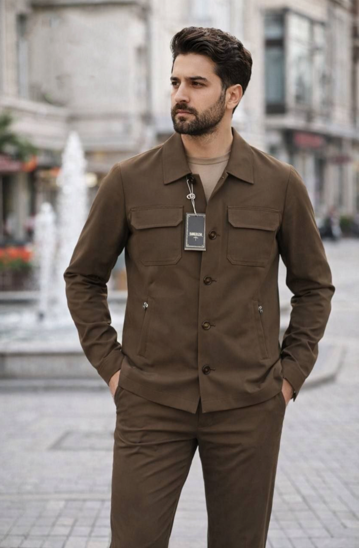 Erkaklar uchun Pol Klassika Dvoyka Barlosso | Kurtka va Shim To‘plami (Model Italiya, Razmer: M–2XL / 48–54)  18841   b.0q.2b.703d