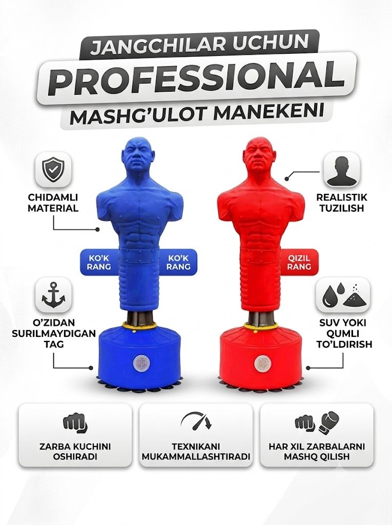 Boks uchun odam shaklidagi trenajer – professional boks manekeni  16844