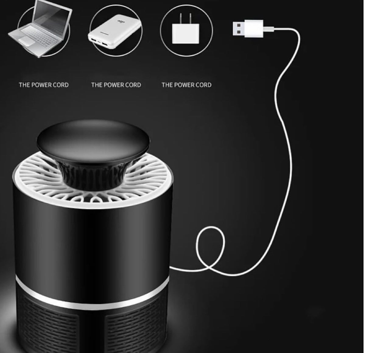 Chivin va pashshalarga qarshi ultrabinafsha LED USB apparat – Elektr tuzoq va tortib oluvchi parrakli chivin tutqich (Oq va Qora rang)  18958  c.6q.290d