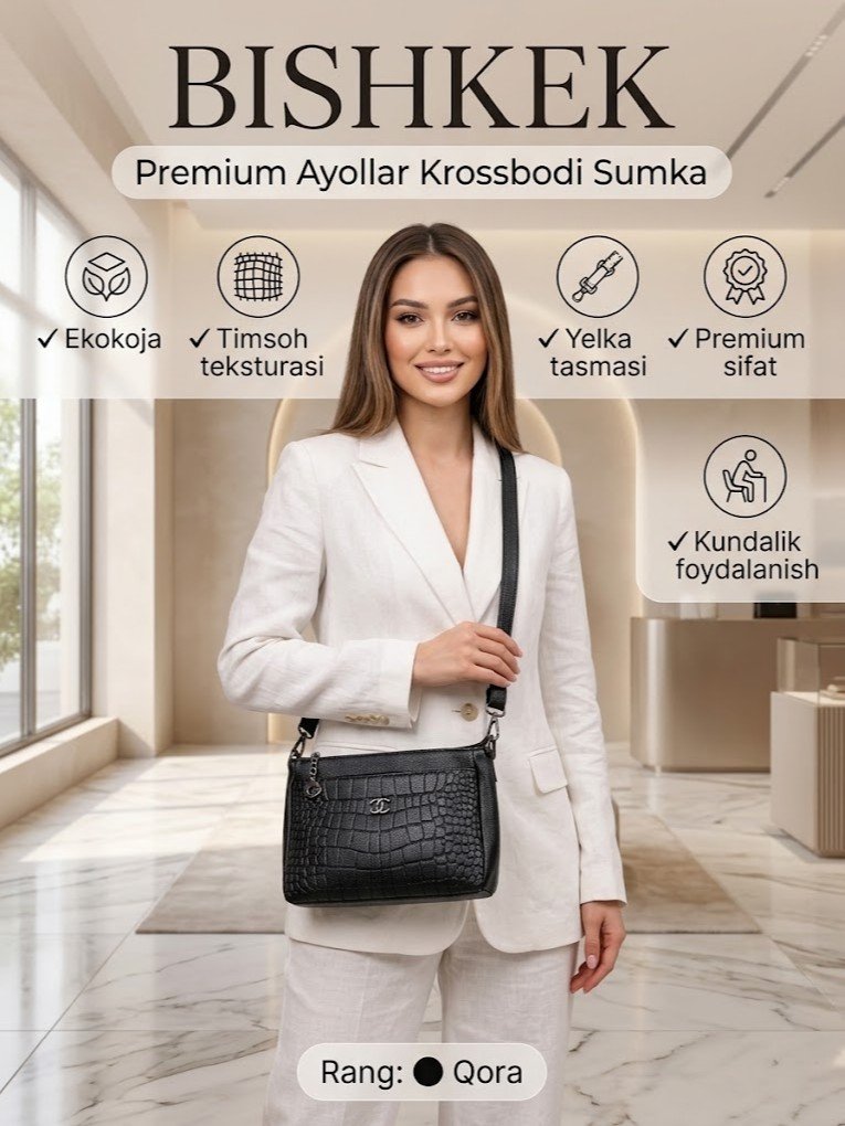 Ayollar uchun kichik sumka (klatch/krossbodi) — zamonaviy va amaliy aksessuar, kundalik va bayram uchun mos.   a3b1q37d   17630