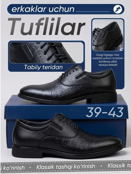 Erkaklar klassik tuflisi Bagatti, qora rang, bog‘ichli, ofis va marosimlar uchun