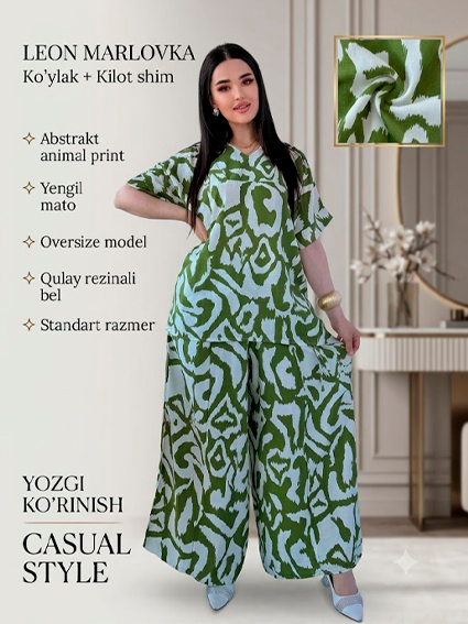 Ayollar uchun yozgi yengil kostyum LEON MARLOVKA (abstrakt naqshli)  b542d 14760