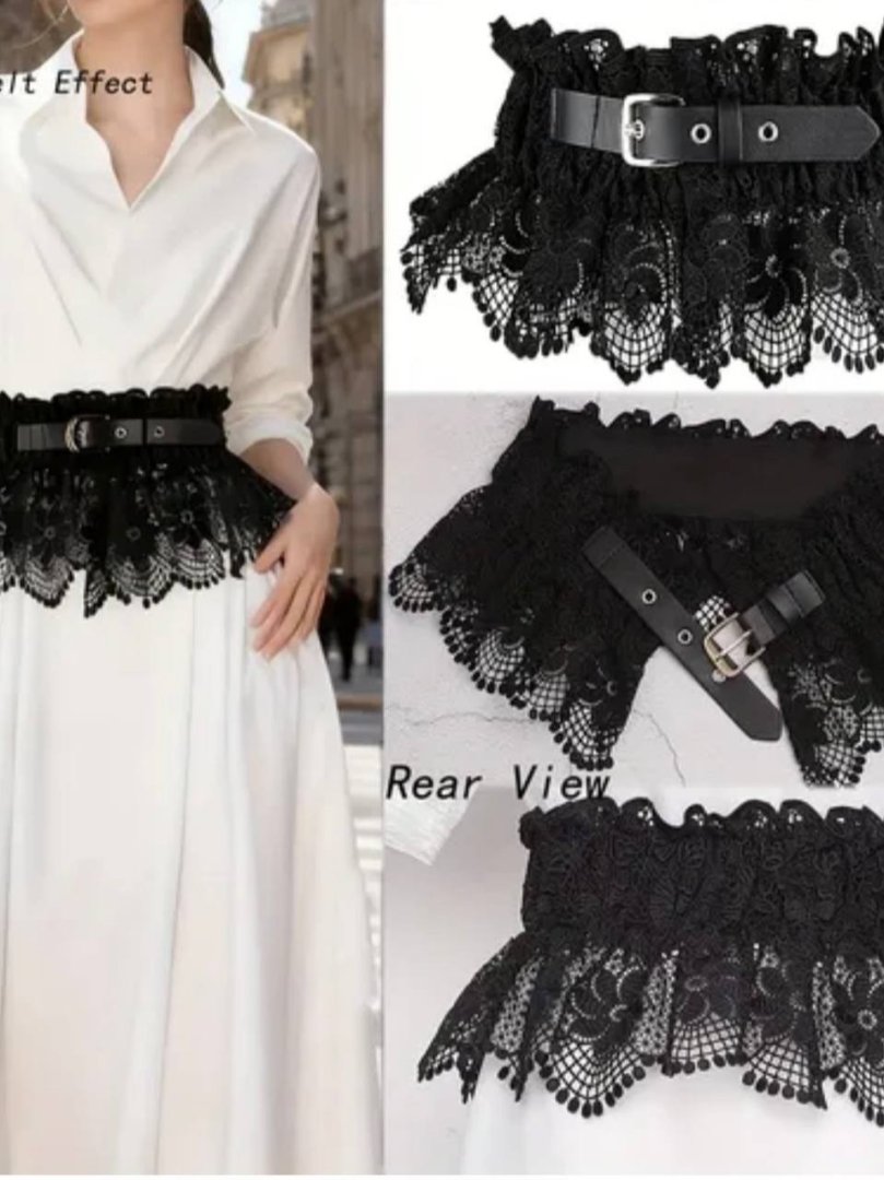 Gipyur (kruжeva) bilan bezatilgan, tokali charm kamar - korset effektini beruvchi peplum uslubidagi bel aksessuari    alq85d   18705