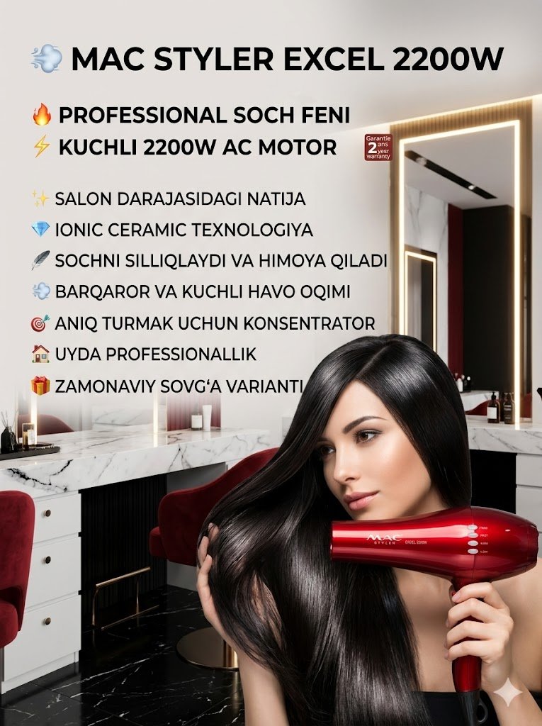 MAC STYLER EXCEL 2200W — PROFESSIONAL SOCH QURITISH FENI al