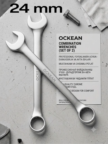 OCKEAN Kombinatsiyalangan Kalit (Nakidnoy-rozhkoviy) 24 mm – Professional Asbob  15329