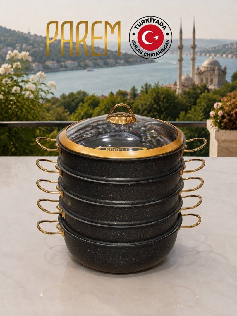 PAREM ko'p qavatli bug'lovich qozon (mantovarka) 30 sm — Turkiyada ishlab chiqarilgan  DM
