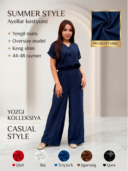 Ayollar uchun yozgi yengil kostyum (oversize model)  b542d 14782