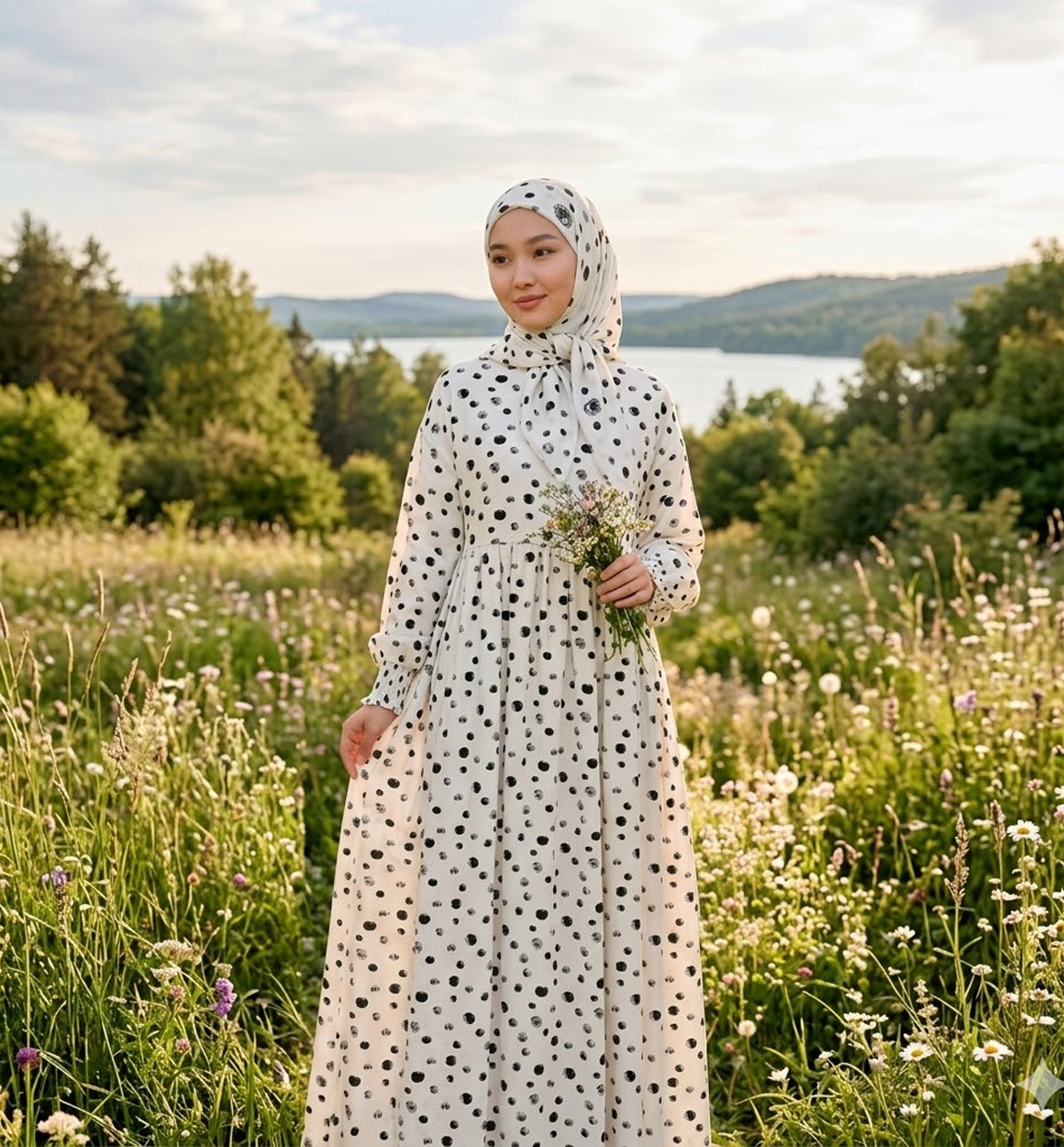 Muslim ayollar libosi – ko‘ylak va sharflik to‘plam  b7q402d