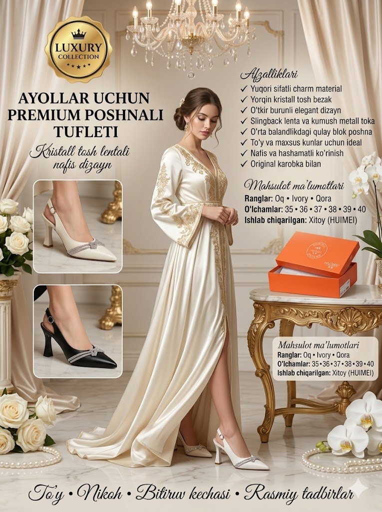 Ayollar poshnali tufli | Kristall tosh lentali | Slingback | Oq, Ivory, Qora | 35-40 o'lcham b0q3b714d 14528