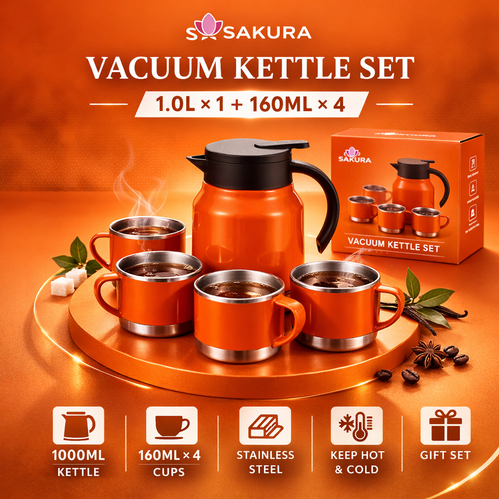 SAKURA Vakuum choynak to‘plami (1L + 4 krujka) ac6q306d