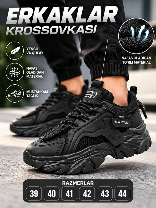 Erkaklar krossovkasi New Style, sport va kundalik kiyish uchun, oq