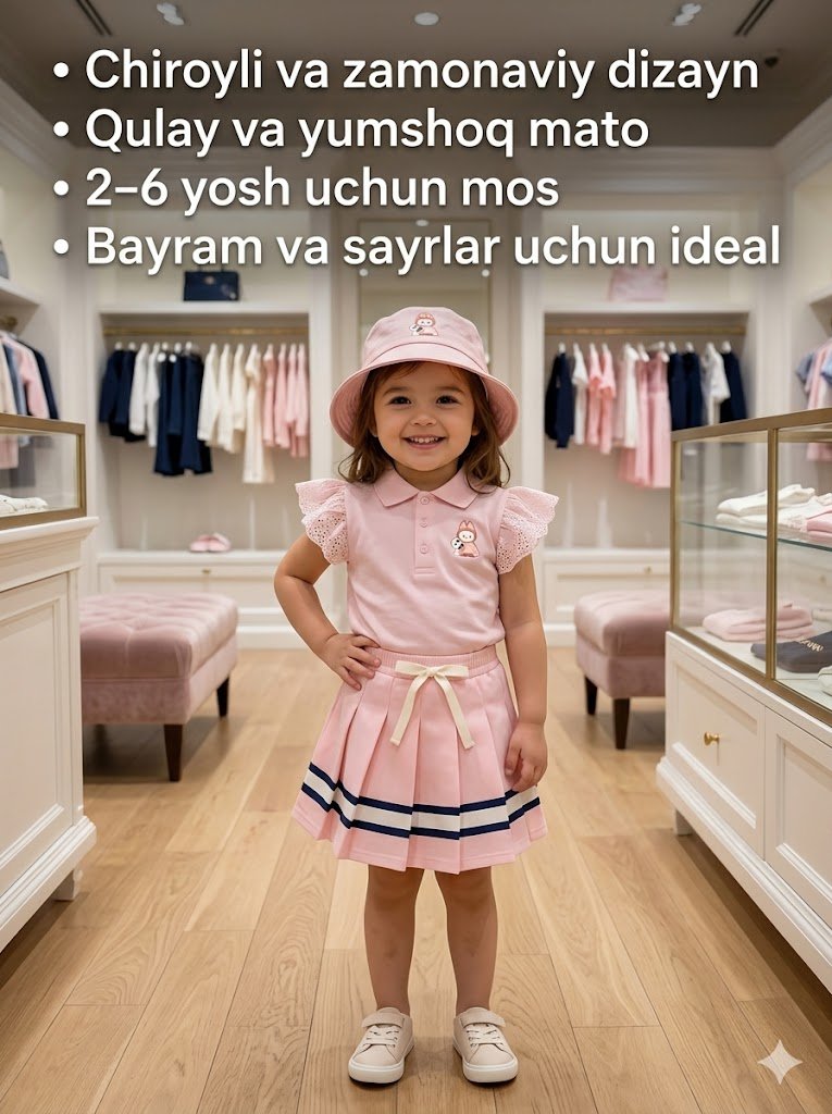 Qiz bolalar uchun nafis yozgi kiyimlar to'plami b0q1b731d