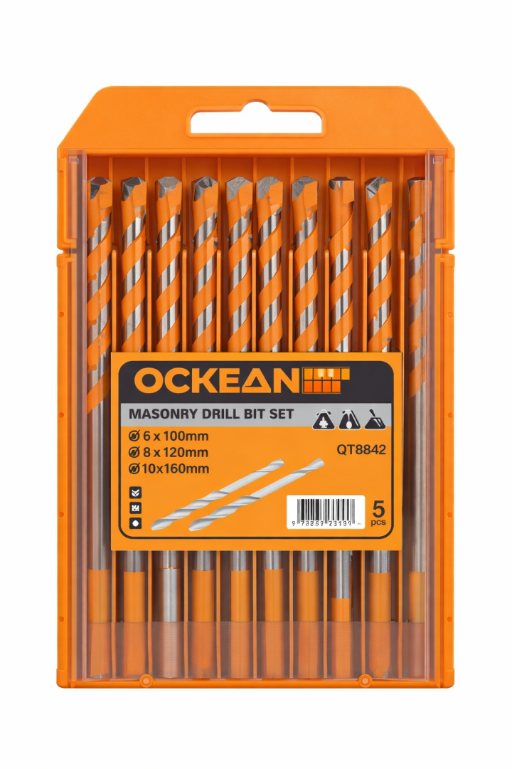 OCKEAN Masonry Drill Bit Set – beton, g‘isht va tosh uchun maxsus burg‘ulash uchlari to‘plami.   15683