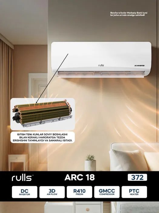 RULLS ARC 18 — R410A freonli kuchli inverter konditsioner H79