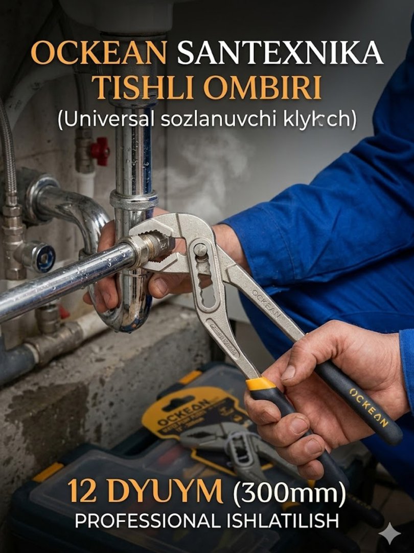 OCKEAN Santexnika tishli ombiri (Universal sozlanuvchi klyuch) – 12 dyuym (300 mm)  15900
