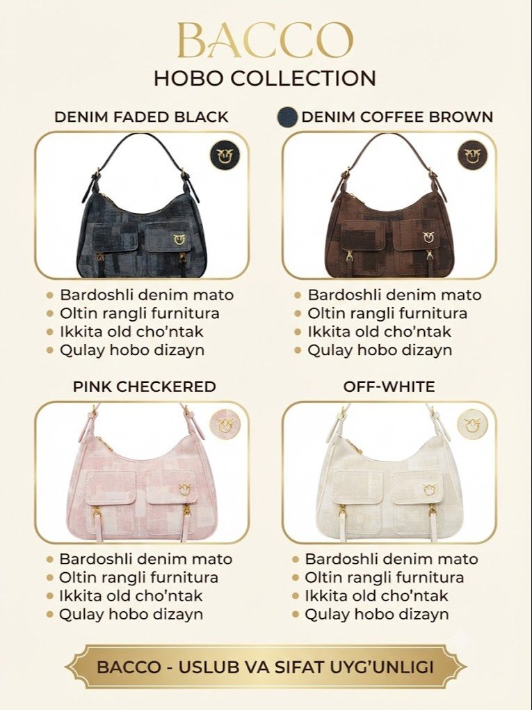 BACCO "Hobo" Kolleksiyasi – Zamonaviy Denim Ayollar Sumkasi  17255