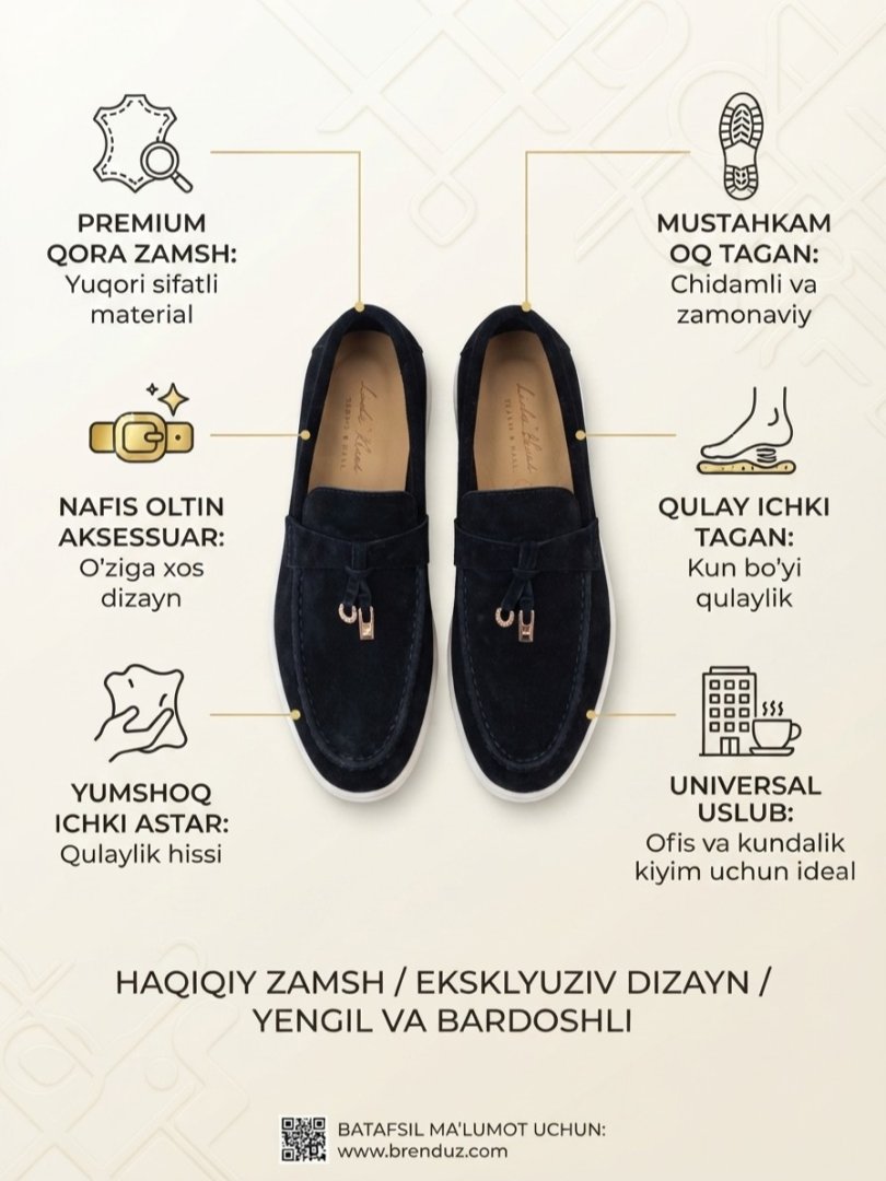Erkaklar uchun Loro Piana premium zamsh lofer va makasinlar — Hashamatli uslub va yengillik  19625  b.0q.707d