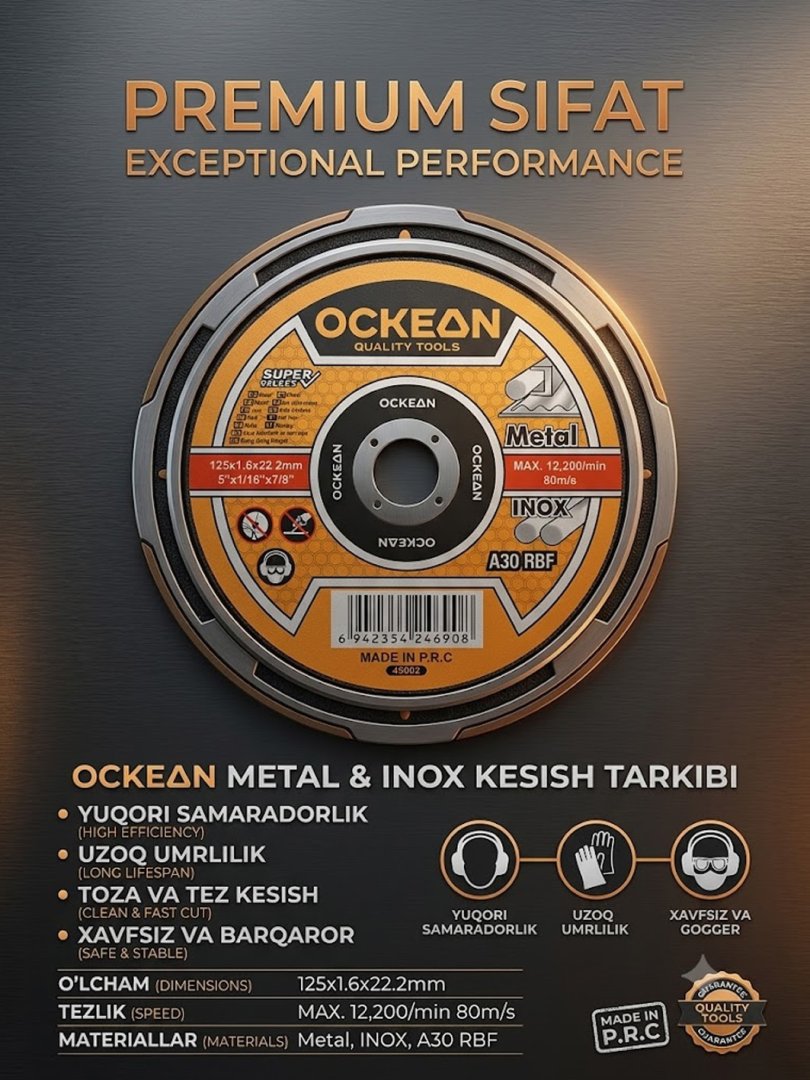 OCKEAN 125 mm Metall va Inox Kesish Diski – Yuqori sifat va aniqlik!  16146
