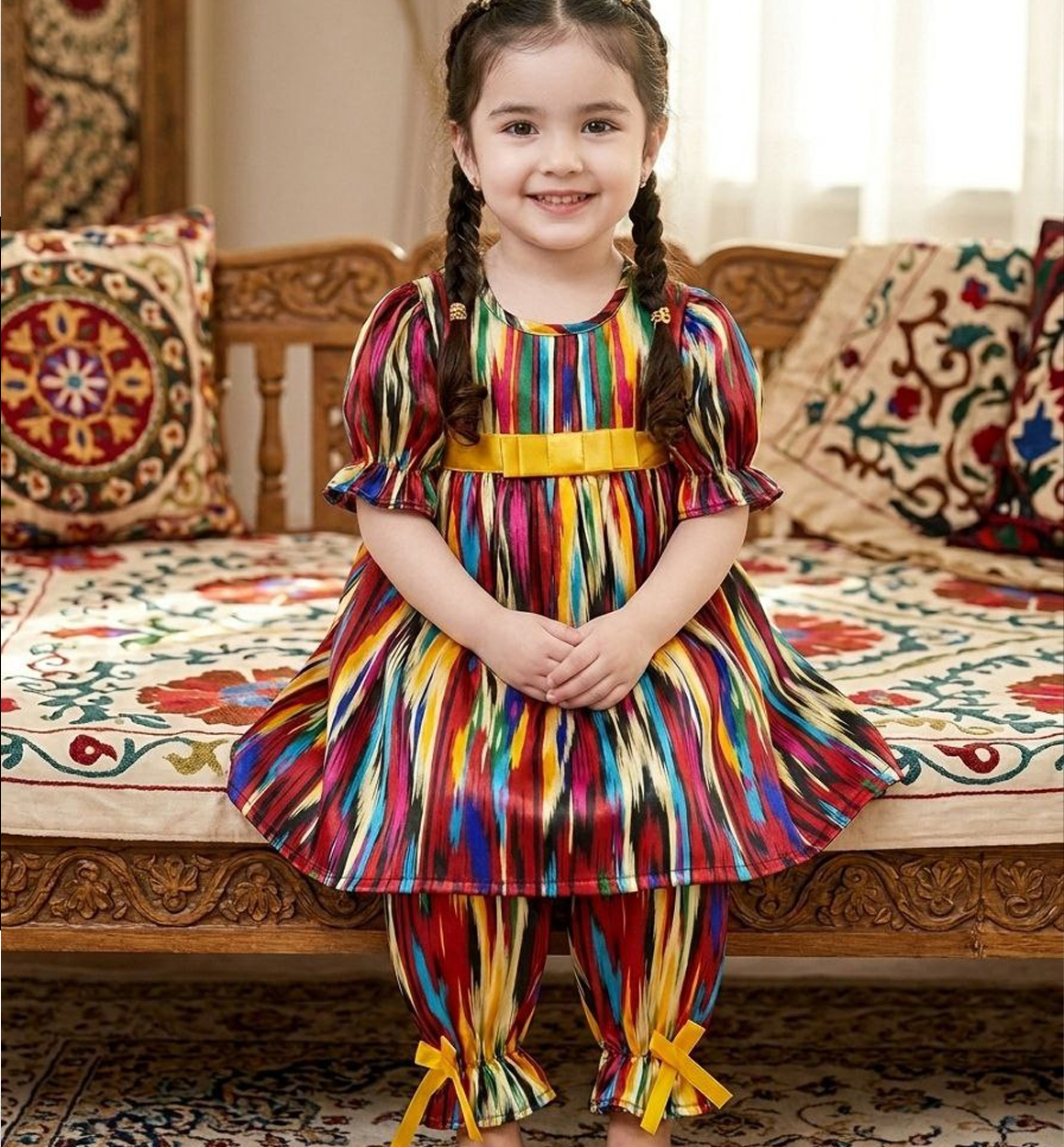 Qizlar uchun atlas ko‘ylak, lozim bilan bb