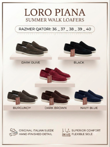 Loro Piana Summer Walk – Premium zamshdan tayyorlangan yengil va qulay loferlar  17273