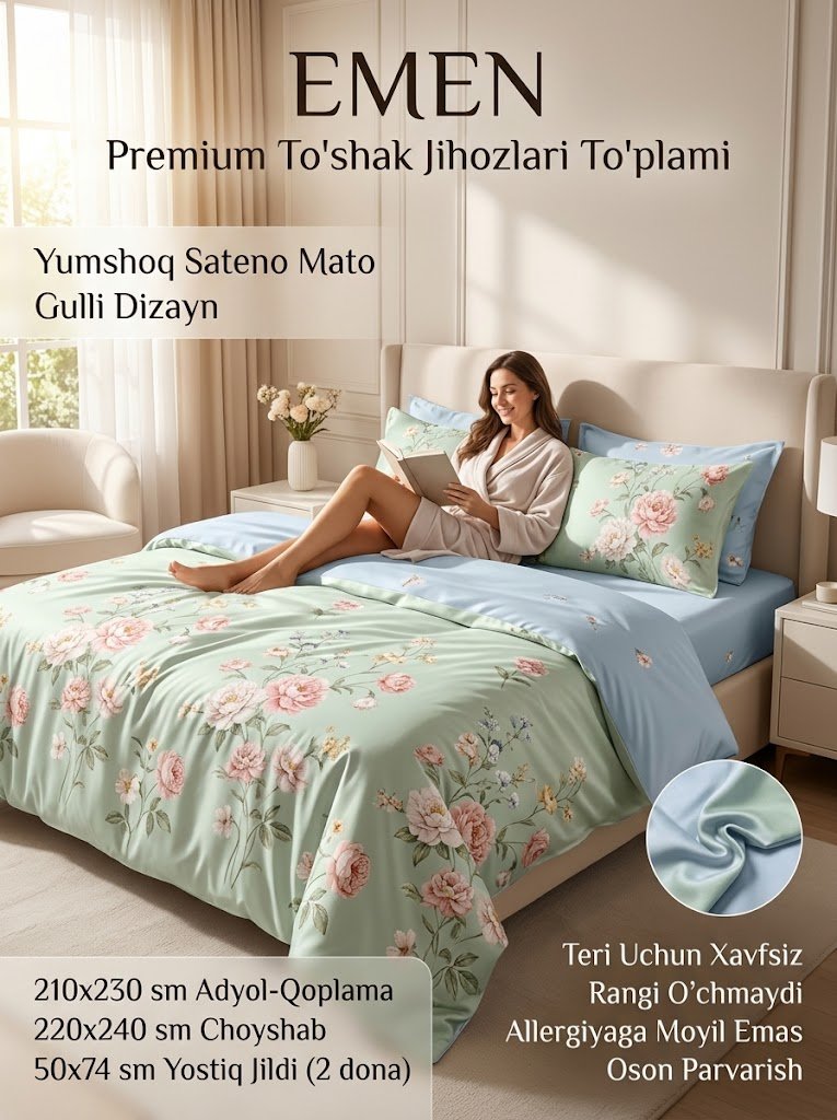 To'shak jihozlari to'plami "EMEN" — Gulli dizayn   a3b5q13d  15860